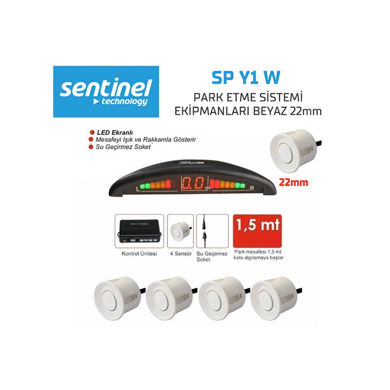 PARK SENSÖRÜ EKRANLI 4 GÖZLÜ BEYAZ SP Y1-B SP-Y1-W SENTİNEL