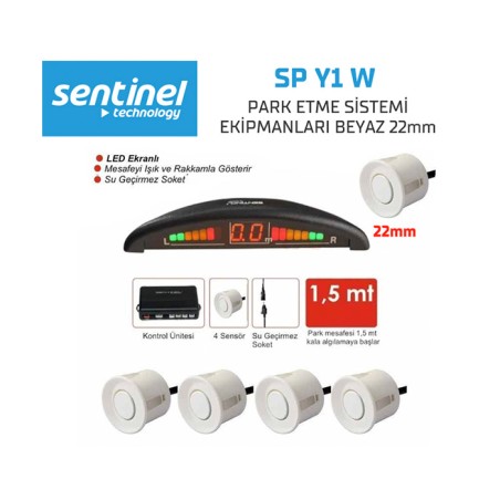 PARK SENSÖRÜ EKRANLI 4 GÖZLÜ BEYAZ SP Y1-B SP-Y1-W SENTİNEL