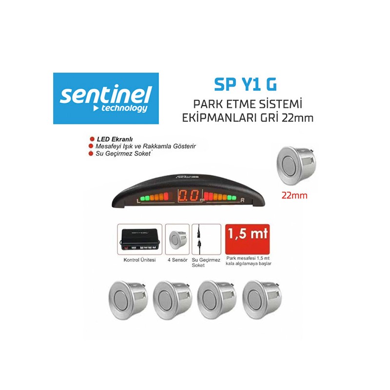 PARK SENSÖRÜ EKRANLI 4 GÖZLÜ GRİ SP Y1-G SP-Y1-G SENTİNEL