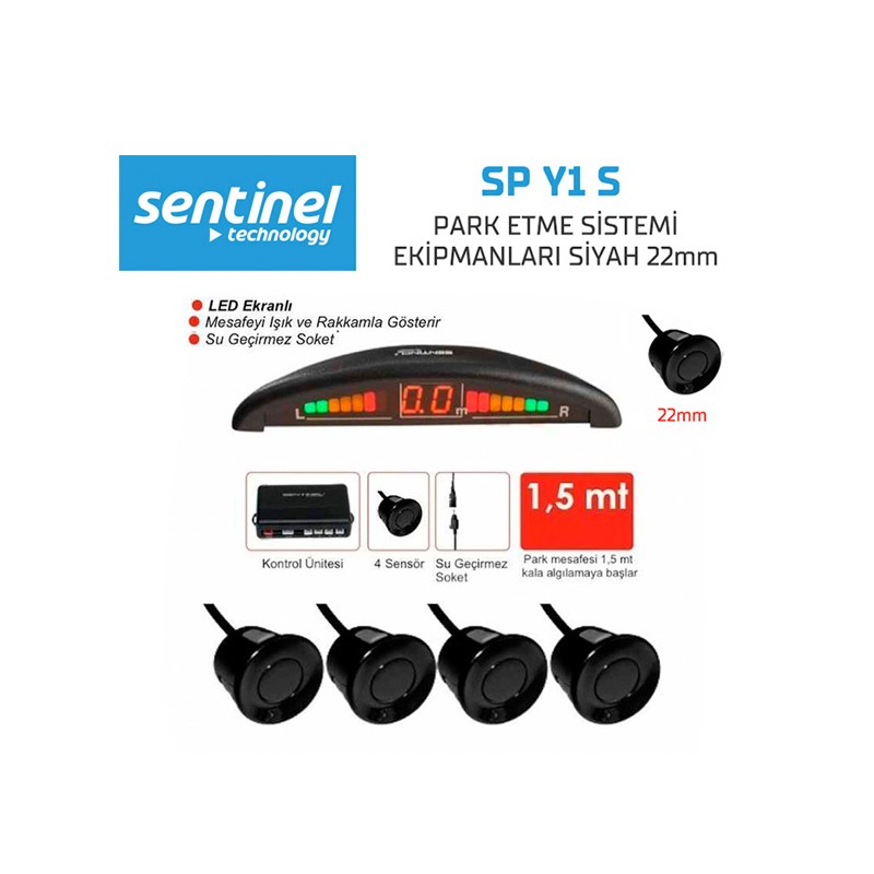 PARK SENSÖRÜ EKRANLI 4 GÖZLÜ SİYAH SP Y1-S SP-Y1-S SENTİNEL