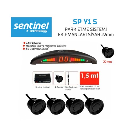 PARK SENSÖRÜ EKRANLI 4 GÖZLÜ SİYAH SP Y1-S SP-Y1-S SENTİNEL