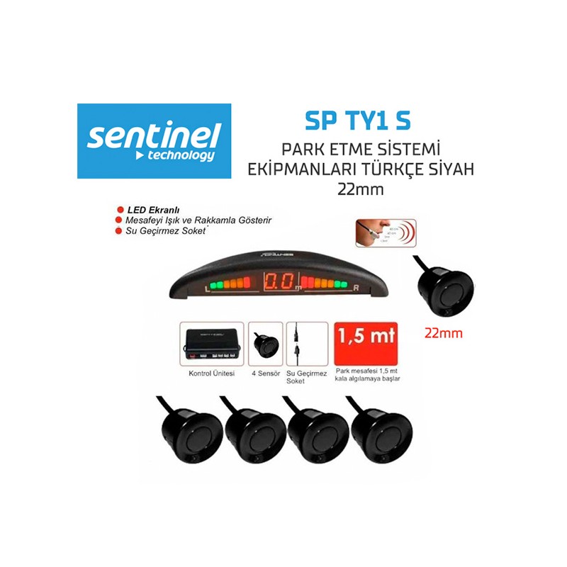 PARK SENSÖRÜ EKRANLI + TR KONUŞAN 4 GÖZLÜ SİYAH SP TY1-S SP-TY1-S SENT