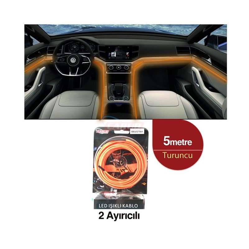 ELASTİK NEON KABLO 5MT SIKIŞTIRMALI 12V TURUNCU 4327569 CARUB