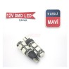 AMPÜL DİPSİZ LED 12V ÇAKARLI 9LU SMD 5050 MAVİ 0400227 CARUB