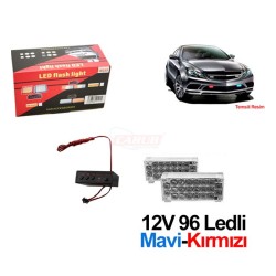 ÇAKAR LAMBA PANJUR İÇİ D.DÖRTGEN 96 LED KIRMIZI-MAVİ 185X65 4310101 CA