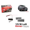 ÇAKAR LAMBA PANJUR İÇİ D.DÖRTGEN 96 LED KIRMIZI-BEYAZ 185X65 4310105 C