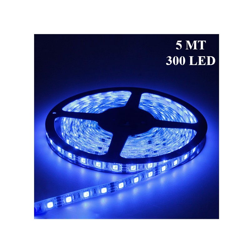 ELASTİK LED SİLİKONLU 5MT 300 LED 12V MAVİ 2501003 KGN