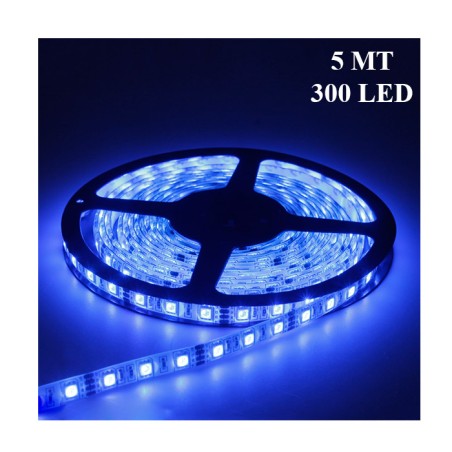 ELASTİK LED SİLİKONLU 5MT 300 LED 12V MAVİ 2501003 KGN