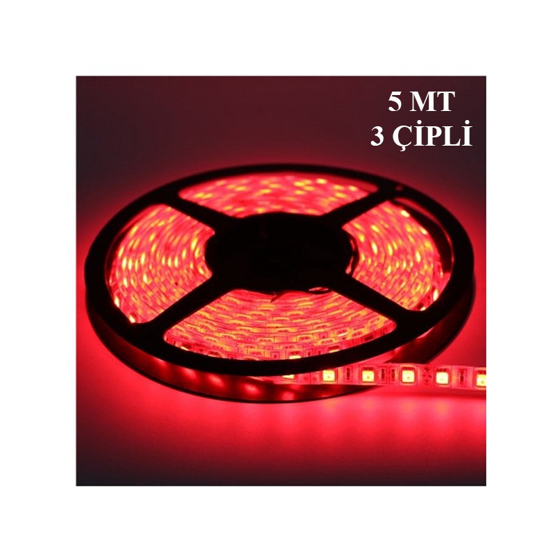 ELASTİK LED SİLİKONLU 5MT 3 ÇİPLİ 12V KIRMIZI KGN 2501010 KGN