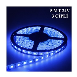 ELASTİK LED SİLİKONLU 5MT KGN 3 ÇİPLİ 24V MAVİ 2502006 KGN