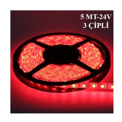 ELASTİK LED SİLİKONLU 5MT 3 ÇİPLİ 24V KIRMIZI KGN 2502007 KGN
