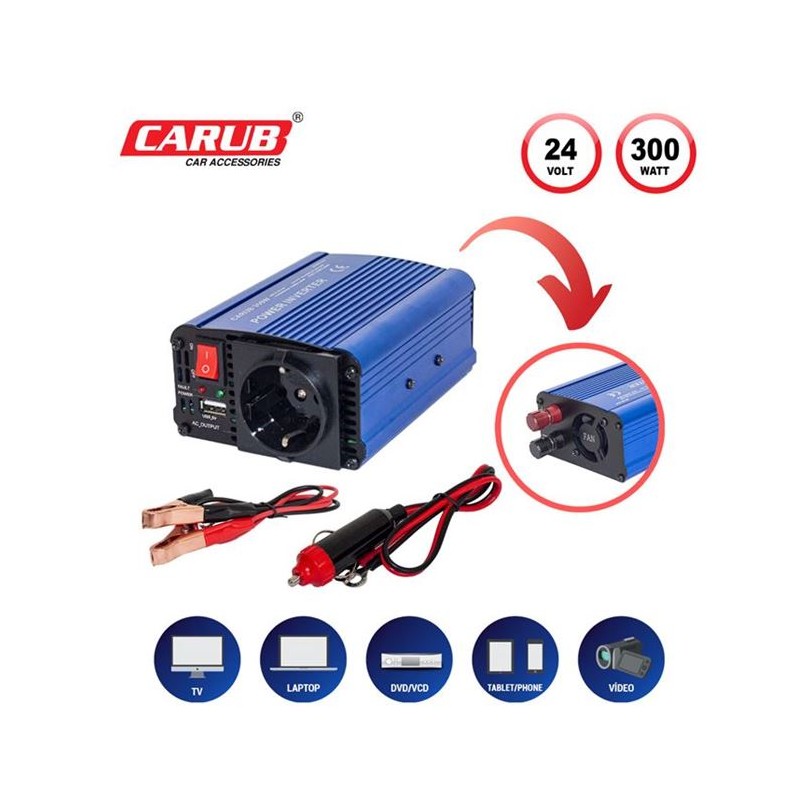 İNVERTÖR 24V-220V YÜKSELTİCİ 300W USBLİ 4601001 CARUB