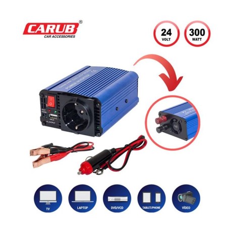 İNVERTÖR 24V-220V YÜKSELTİCİ 300W USBLİ 4601001 CARUB