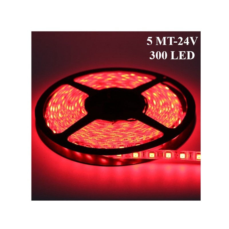 ELASTİK LED SİLİKONLU 5MT 300 LED 24V KIRMIZI 2502001 KGN