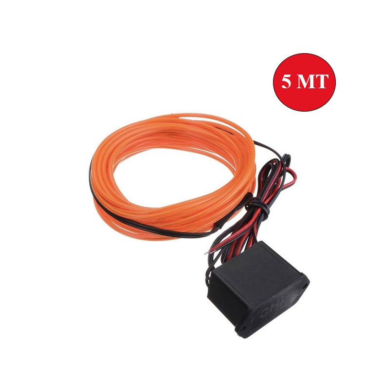 ELASTİK NEON KABLO 5MT SIKIŞTIRMALI 12V TURUNCU 0803035 KGN