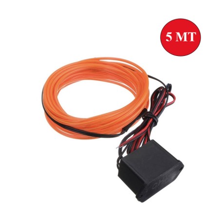 ELASTİK NEON KABLO 5MT SIKIŞTIRMALI 12V TURUNCU 0803035 KGN