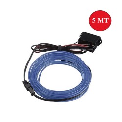 ELASTİK NEON KABLO 5MT SIKIŞTIRMALI 12V AÇIK MAVİ 0803038 KGN