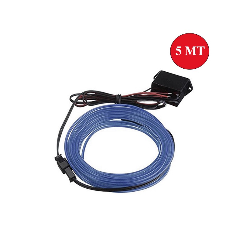 ELASTİK NEON KABLO 5MT SIKIŞTIRMALI 12V AÇIK MAVİ 0803038 KGN