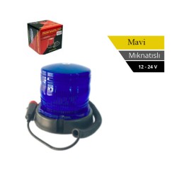 TEPE LAMBASI ÇAKARLI MIKNATISLI KÜÇÜK 12-24V MAVİ LEDLİ 1400005 KGN