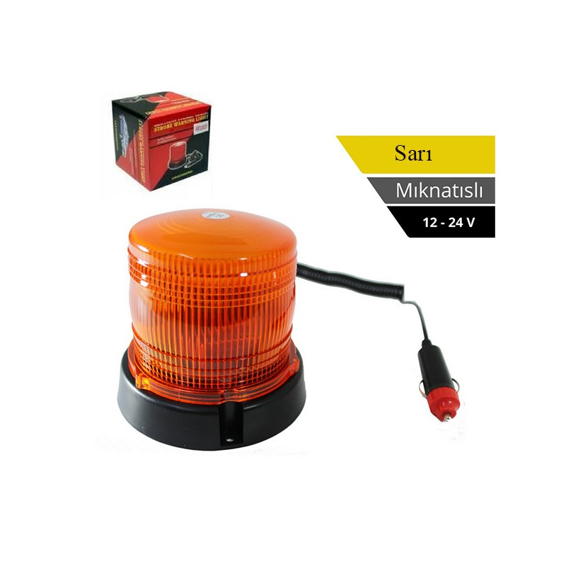 TEPE LAMBASI ÇAKARLI MIKNATISLI MİNİ 12-24V SARI LEDLİ 1400009 KGN