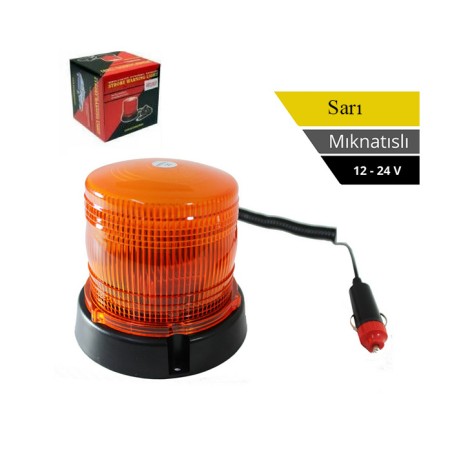 TEPE LAMBASI ÇAKARLI MIKNATISLI MİNİ 12-24V SARI LEDLİ 1400009 KGN