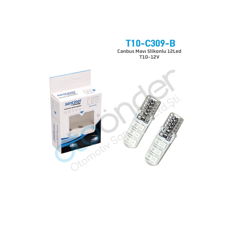 AMPÜL DİPSİZ LED 12V T10 6 LED CANBUS SİLİKONLU MAVİ T10 C309 8K T10-C