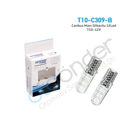 AMPÜL DİPSİZ LED 12V T10 6 LED CANBUS SİLİKONLU MAVİ T10 C309 8K T10-C