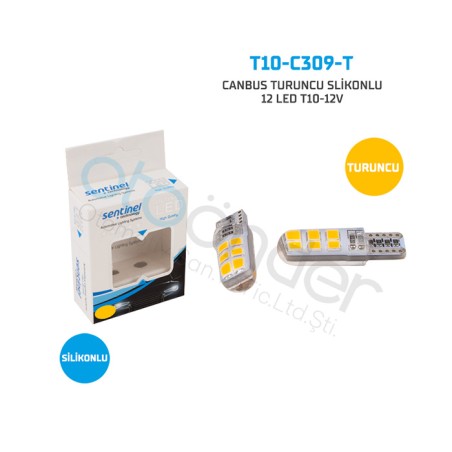 AMPÜL DİPSİZ LED 12V T10 6 LED CANBUS SİLİKONLU TURUNCU T10 C309 T T10