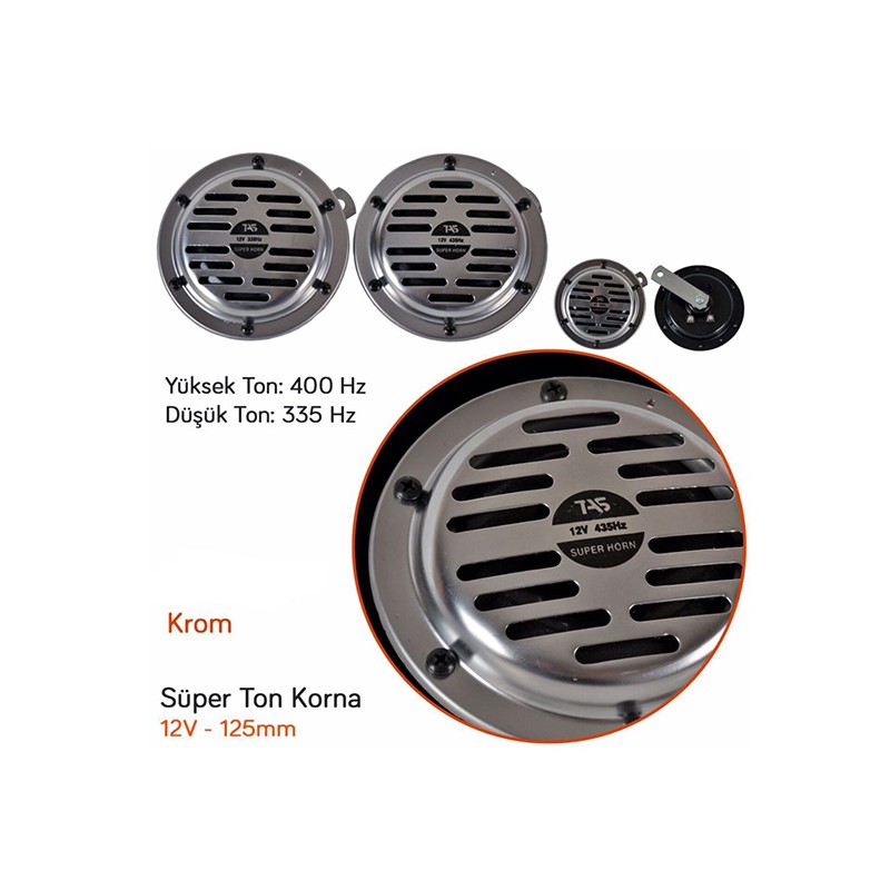 KORNA ELEKTRONİK HELLA TİP SUPER TONE KROMAJLI KÜÇÜK MODEL 125MM TAS H