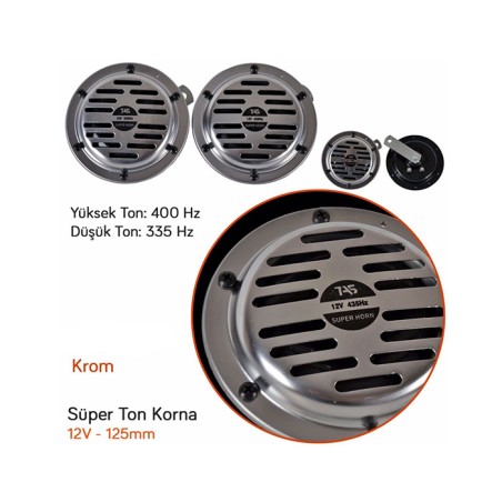 KORNA ELEKTRONİK HELLA TİP SUPER TONE KROMAJLI KÜÇÜK MODEL 125MM TAS H