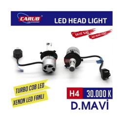 XENON LED TURBO SİLVER FANLI CARUB H4 30000K MAVİ 0411101 CARUB