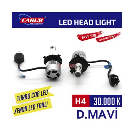 XENON LED TURBO SİLVER FANLI CARUB H4 30000K MAVİ 0411101 CARUB