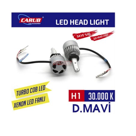 XENON LED TURBO SİLVER FANLI CARUB H1 30000K MAVİ 0411103 CARUB