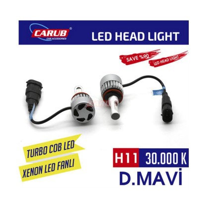 XENON LED TURBO SİLVER FANLI CARUB H11 30000K MAVİ 0411107 CARUB