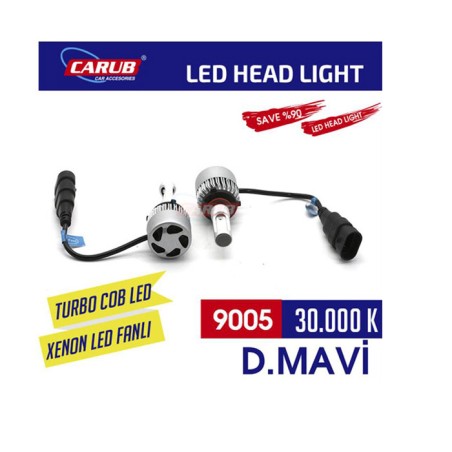 XENON LED TURBO SİLVER FANLI CARUB 9005 30000K MAVİ 0411105 CARUB
