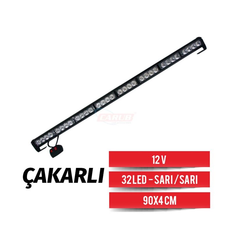 ÇAKAR LAMBA LED BAR 12-24V 90X4CM SARI-SARI 4LEDLİ 8PRÇ 4202920 CARUB