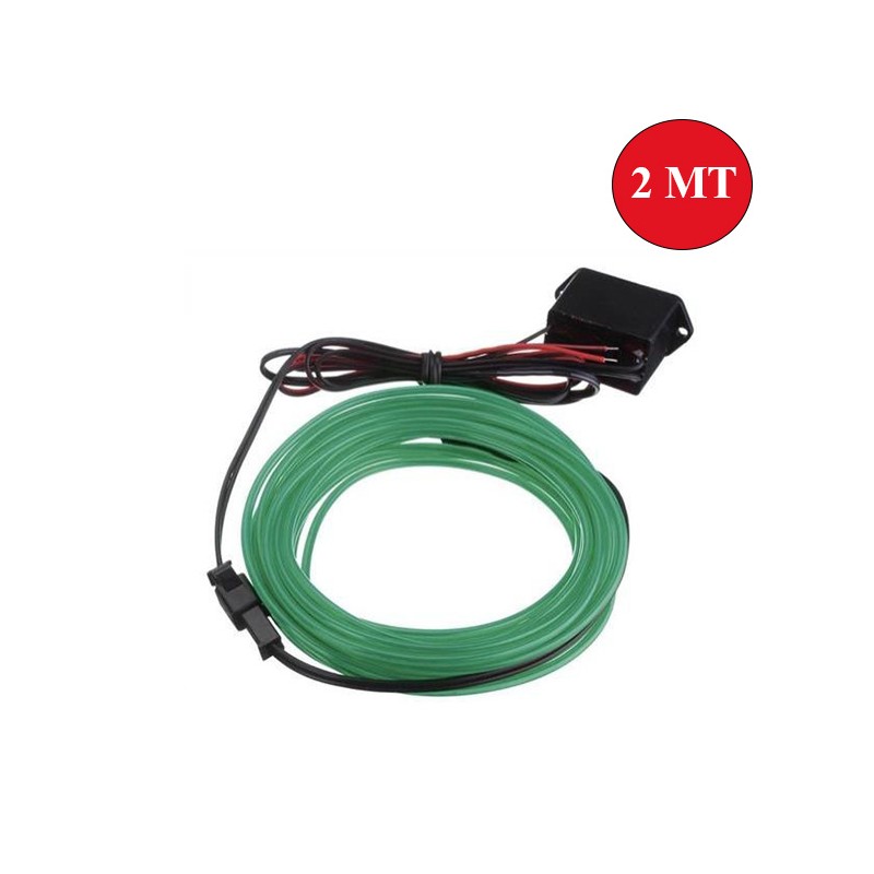 ELASTİK NEON KABLO 2MT SIKIŞTIRMALI 12V YEŞİL 0803027 KGN