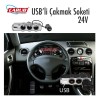 ÇAKMAK SOKETİ KABLOLU 3LÜ USBLİ 24V CARUB 1702003 CARUB