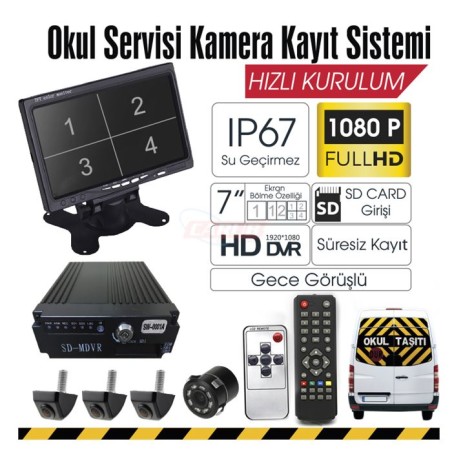 OKUL SERVİS SETİ KAMERA + EKRAN KAYITLI 7 İNC 0015401 CARUB