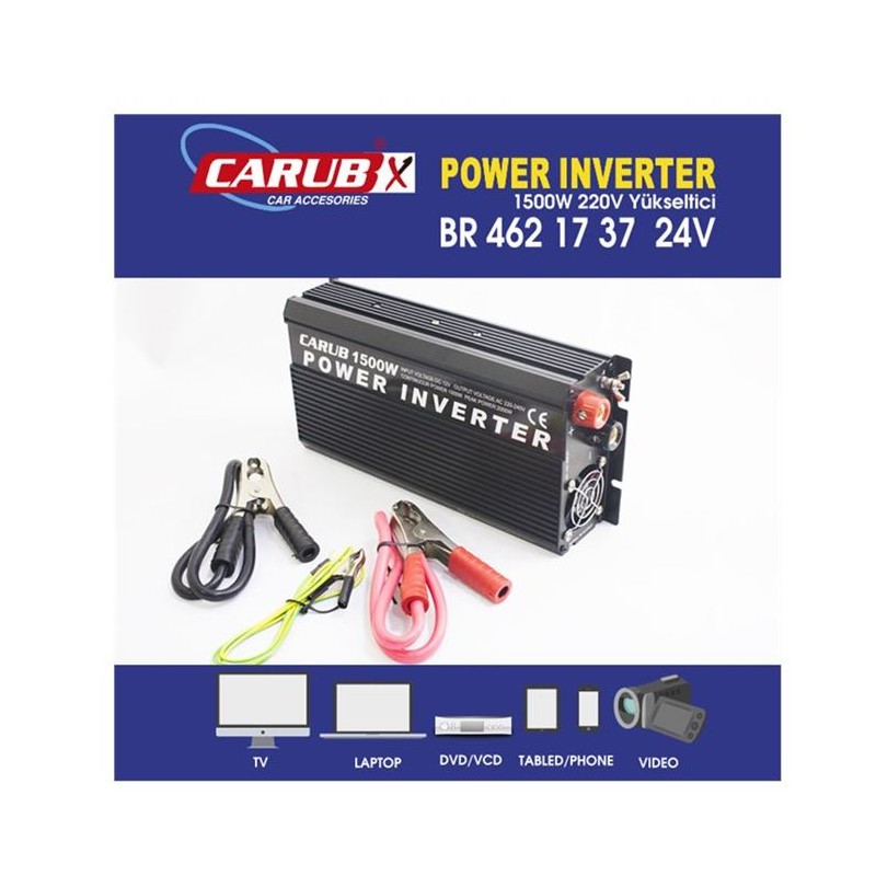 İNVERTÖR 24V-220V YÜKSELTİCİ 1500W USBLİ 4601004 CARUB