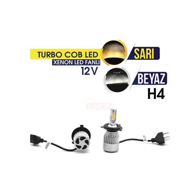 XENON LED TURBO SİLVER FANLI CARUB H4 BEYAZ SARI 0411201 CARUB
