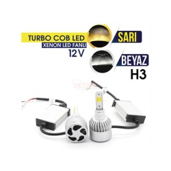 XENON LED TURBO SİLVER FANLI CARUB H3 BEYAZ SARI 0411205 CARUB