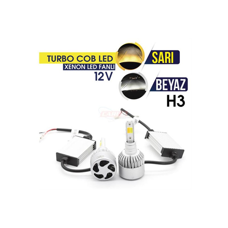 XENON LED TURBO SİLVER FANLI CARUB H3 BEYAZ SARI 0411205 CARUB