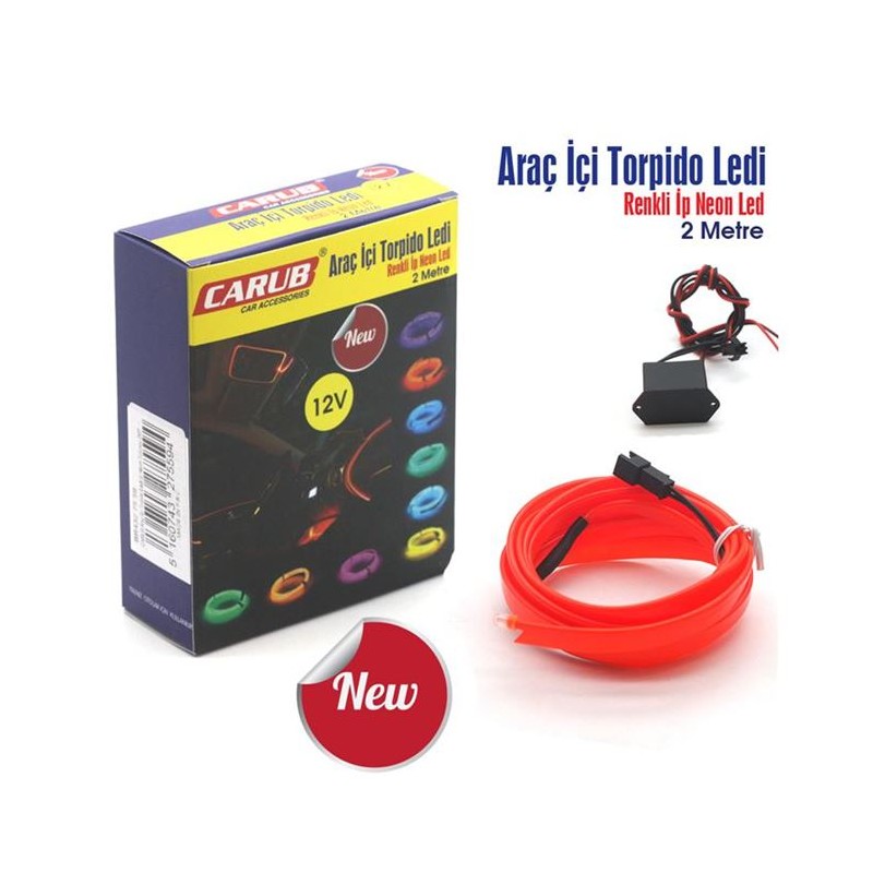 ELASTİK NEON KABLO 2MT SIKIŞTIRMALI 12V KIRMIZI 4327556 CARUB