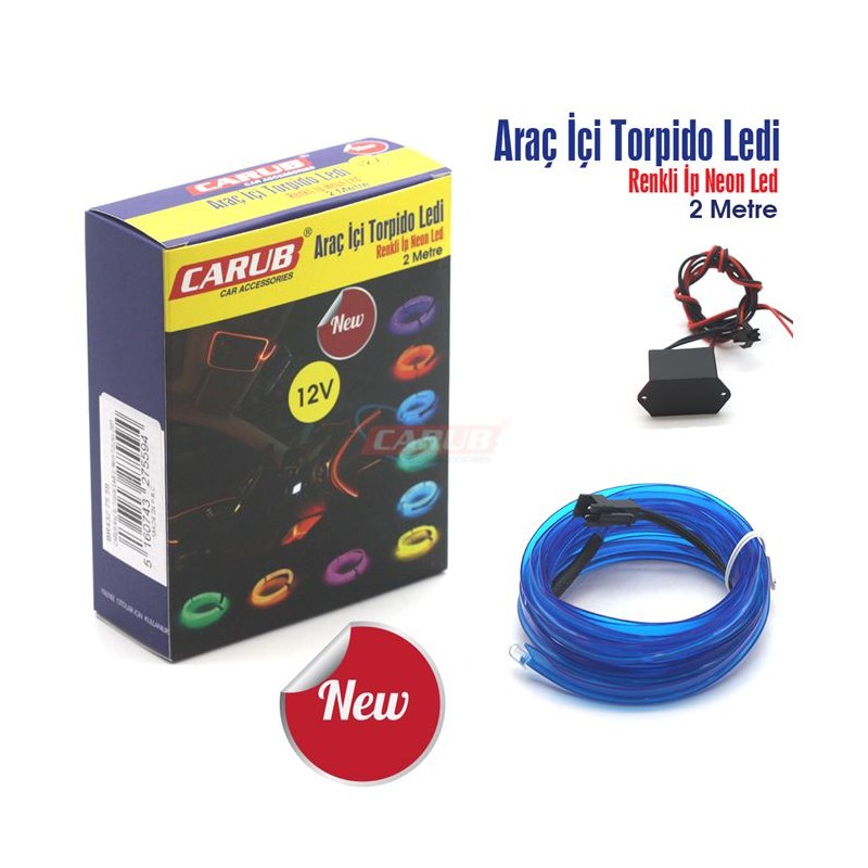 ELASTİK NEON KABLO 2MT SIKIŞTIRMALI 12V MAVİ 4327557 CARUB