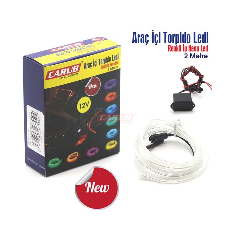 ELASTİK NEON KABLO 2MT SIKIŞTIRMALI 12V AÇIK MAVİ 4327558 CARUB