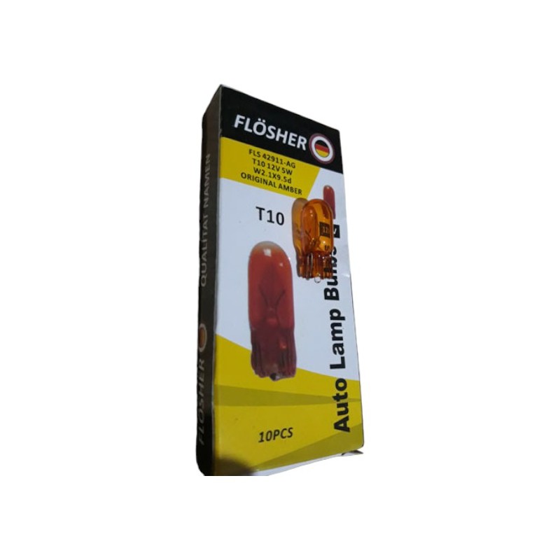 AMPÜL NORMAL DİPSİZ T10 12V 5W AMBER TURUNCU ORJİNAL CAM GERMANY FLÖSS