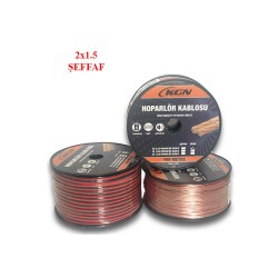 KABLO KORDON HOPARLÖR 2X1,5 BİTİŞİK ŞEFFAF KGN 1203013 KGN
