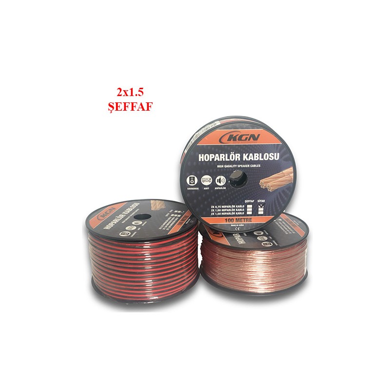 KABLO KORDON HOPARLÖR 2X1,5 BİTİŞİK ŞEFFAF KGN 1203013 KGN