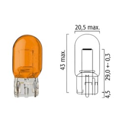 AMPÜL NORMAL DİPSİZ T20 12V 21W TEK DUY AMBER TURUNCU GERMANY FLÖSSER